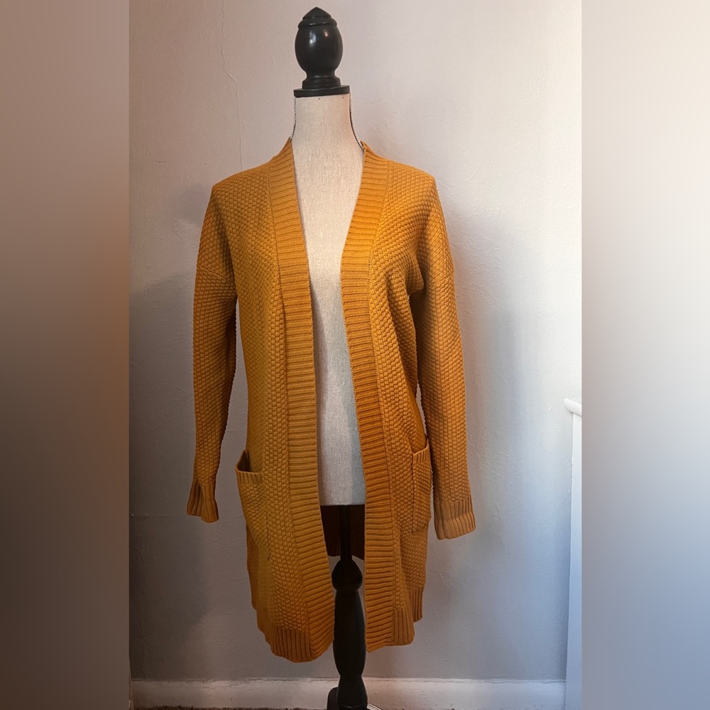 Max Studio Mustard Open-Front Cardigan Size Medium